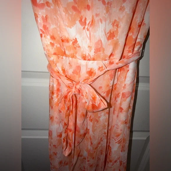 DKNY Orange Floral Midi Dress - Picture 3 of 6
